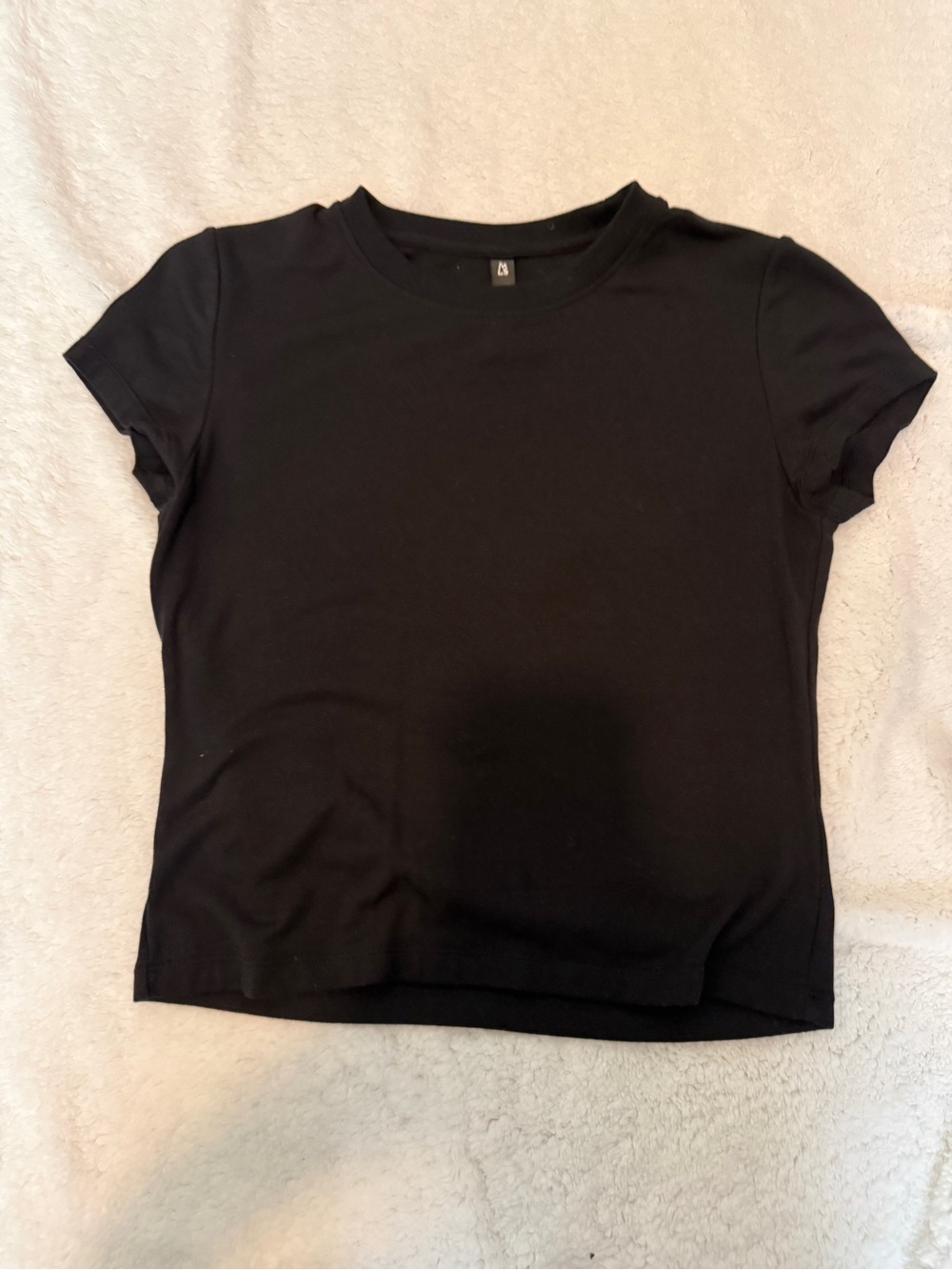 Black Crewneck Short Sleeve Top